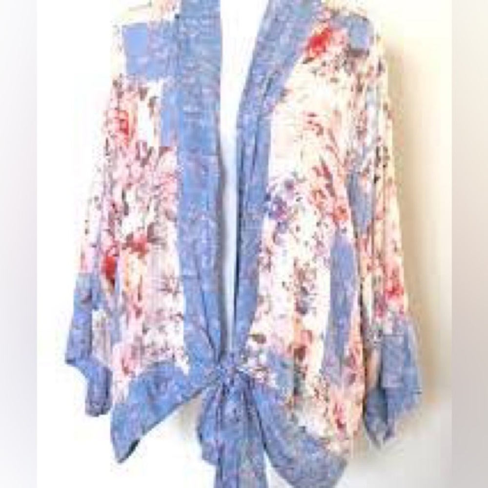 Lovestitch Idyllwild Artsy Lagenlook Floral Boho Patchwork Kimono Top SZ M/L